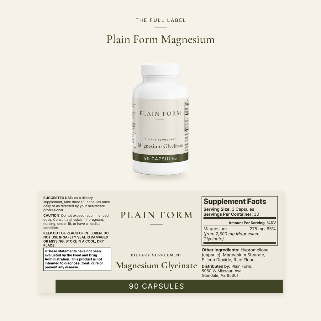 Plain Form Magnesium Glycinate full label